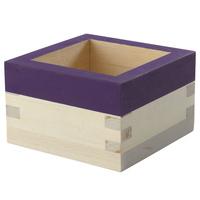 Wooden Masu Sake Cup - Natural With Purple Ribbon