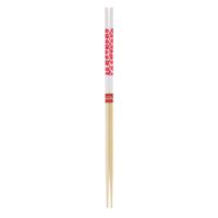 Wooden Cooking Chopsticks - White, Red Flower Pattern