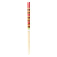 wooden cooking chopsticks red yellow and black stripe pattern