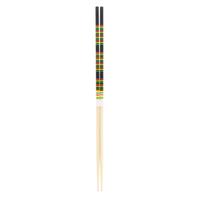 Wooden Cooking Chopsticks - Black, Yellow And Green Stripe Pattern