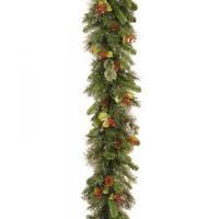 Woodbury Pine 10 x 9ft Garland ConesBerriesSnowflakes NWP1-50-9A-1