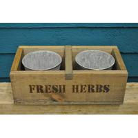 Wooden Colworth Herb Box with Galvanised Pots by Garden Trading