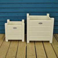 Wooden Square Garden Planters in Cream (Set of 2) by Fallen Fruits
