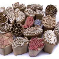 wooden stamps pack of 8 flowers and leaves