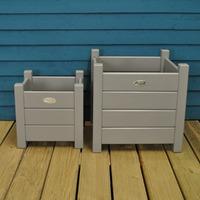 Wooden Square Garden Planters in Grey (Set of 2) by Fallen Fruits