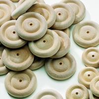 Wooden Wheels. 37.5mm dia with 3.9mm dia. hole. Pack of 60