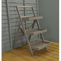 Wooden Stepped Plant Stand in Grey by Fallen Fruits