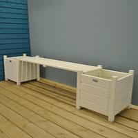 Wooden Garden Bench with Planters in Cream by Fallen Fruits