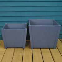 Wooden Square Planters in Navy (Set of Two) by Rustic Garden