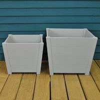 Wooden Square Planters in Blue (Set of Two) by Rustic Garden