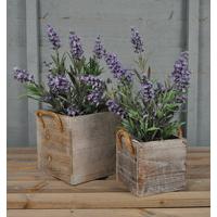 Wooden Square Planters Grey Washed (Set of Two) by Rustic Garden