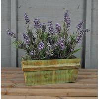 Wooden Trough Planter Green Washed by Rustic Garden
