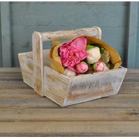 Wooden White Washed Seed Trug by Rustic Garden