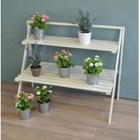 Wooden Stepped Plant Stand in Cream by Fallen Fruits
