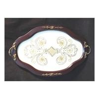 wooden embroidery and perspex top serving tray with handles