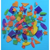 Wooden Shapes Bag Of 100 Assorted Shapes And Rainbow Colours Stars, Love Hearts