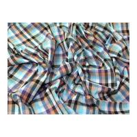 woven check cotton lawn dress fabric turquoise multi