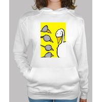 Women, hoodie, white
