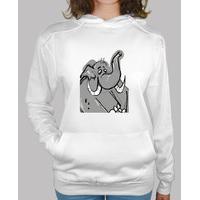 woman hooded sweater white elephant