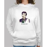 Women, hoodie, white