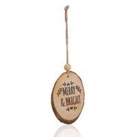 Wood Merry & Bright Tree Decoration