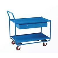 WORKSHOP TROLLEY WITH 2 STEEL SHELVES AND 2 DRAWER UNITS