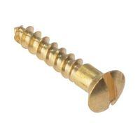 Wood Screw Slotted Raised Head ST Solid Brass 5/8in x 6 Box 200