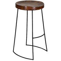 Wooden Top Round Seat Iron Stand Bar Stool