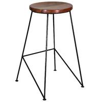 wooden top circular seat iron stand bar stool