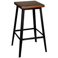 wooden top square seat iron stand bar stool