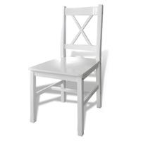 Wooden Table with 4 Wooden Chairs Furniture Set White