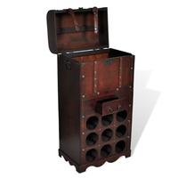 Wooden Wine Rack for 9 bottles Storage Trunk with Drawer