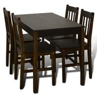 wooden dining table with 4 chairs brown