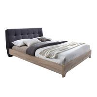 Wooden Bed With Fabric Headboard King