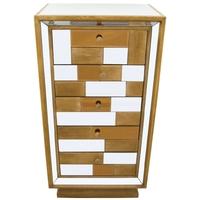 Wood and Mirrored 5 Drawer Cabinet