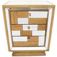Wood and Mirrored 3 Drawer Chest