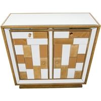 Wood and Mirrored 2 Door 2 Drawer Cabinet