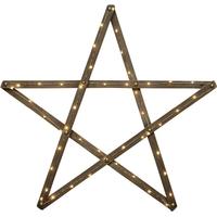 wooden star with light and battery set of 2