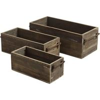 Wooden Storage Boxes with Handles and 2 Section