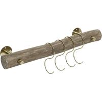 Wooden Small Wall Rack with Brass Brackets (Set of 2)