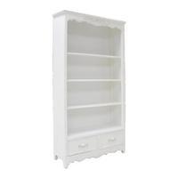 Wooden Bookcase with 4 Shelves and 2 Drawers