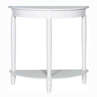 Wood Half Moon Console Table, Ivory