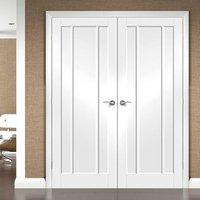 Worcester 3 Panel Fire Door Pair is White Primed and 30 Minute Fire Rated