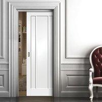 Worcester 3 Panel Fire Pocket Door is White Primed and 1/2 Hour Fire Rated