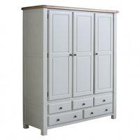 Woodstock 3 Door 5 Drawer Wardrobe Grey and Oak