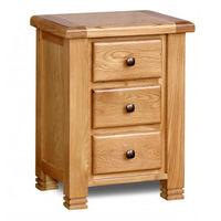 woodstock 3 drawer bedside oak