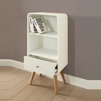 Worcester Wooden Small Bookcase In White Ash With 1 Drawer