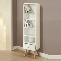 Worcester Wooden Tall Bookcase In White Ash With 1 Drawer