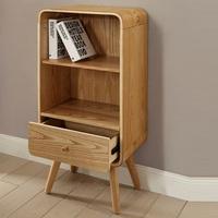 Worcester Wooden Small Bookcase In Natural Ash With 1 Drawer