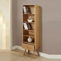 Worcester Wooden Tall Bookcase In Natural Ash With 1 Drawer